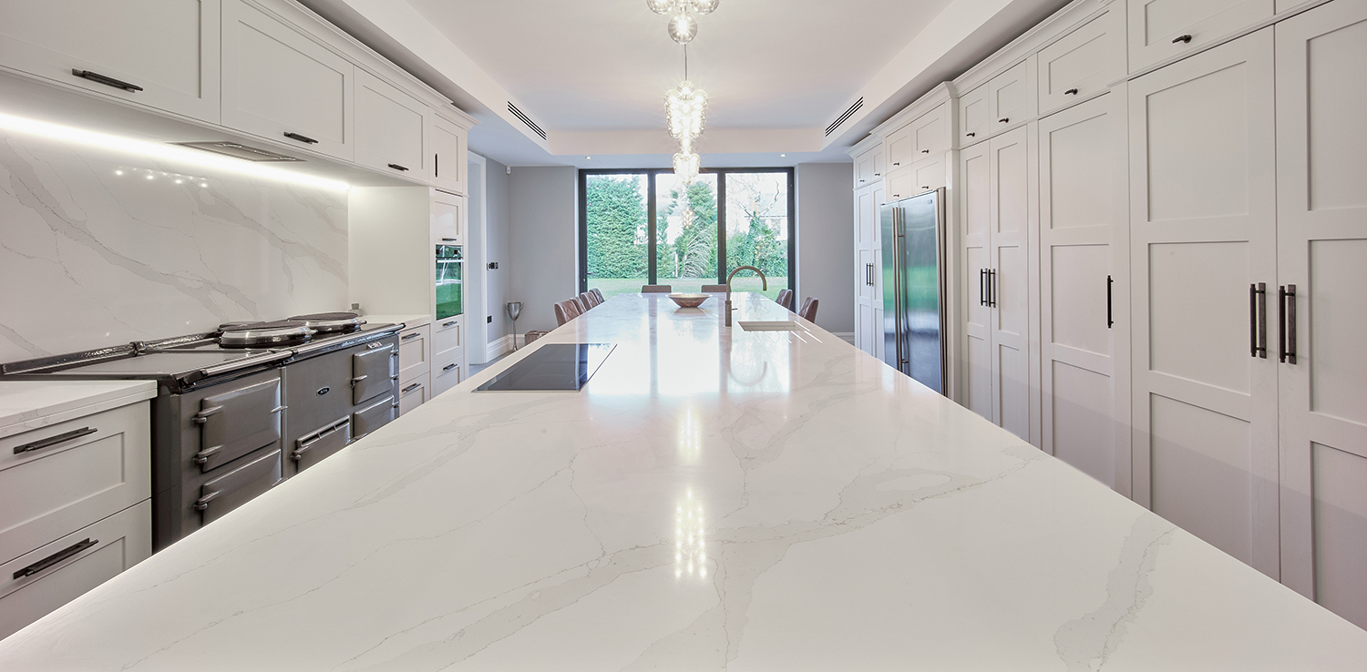 CRL Quartz Calacatta Dorado marble-inspired kitchen worktop